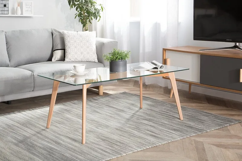 Sohvapöytä Hudson 120 cm, Lasi/Luonnonväri