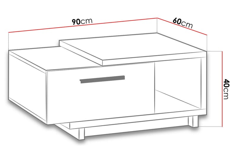 Sohvapöytä Idelle 90 cm Säilytyksellä Laatikko+Hylly - Luonnonväri/Musta - Huonekalut - Pöytä & ruokailuryhmä - Sohvapöytä