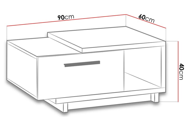 Sohvapöytä Idelle 90 cm Säilytyksellä Laatikko+Hylly - Luonnonväri/Musta - Huonekalut - Pöytä & ruokailuryhmä - Sohvapöytä