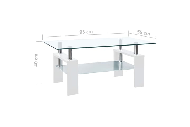 Sohvapöytä ja läpinäkyvä 95x55x40 cm karkaistu lasi - Sohvapöytä