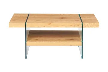Sohvapöytä Jalatina 110 cm Säilytyksellä Hylly - Lasi/Luonnonväri/Ruskea - Huonekalut - Pöytä & ruokailuryhmä - Sohvapöytä - Sohvapöytä säilytystilalla