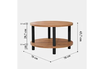 Sohvapöytä Jamal 70x43,7x70 cm Pyöreä - Ruskea/Musta - Huonekalut - Pöytä & ruokailuryhmä - Sohvapöytä - Sohvapöytä säilytystilalla