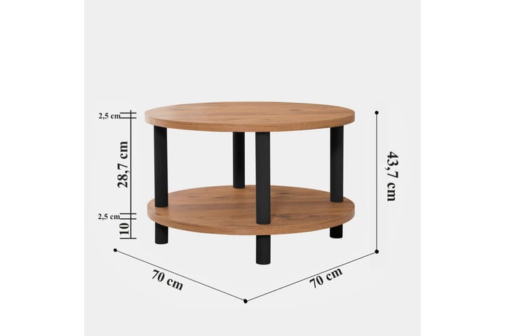 Sohvapöytä Jamal 70x43,7x70 cm Pyöreä - Ruskea/Musta - Sohvapöytä