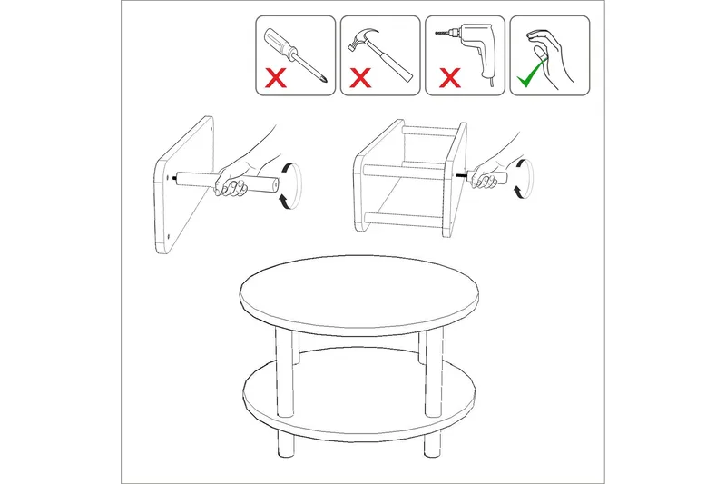 Sohvapöytä Jamal 70x43,7x70 cm Pyöreä - Ruskea/Musta - Huonekalut - Pöytä & ruokailuryhmä - Sohvapöytä