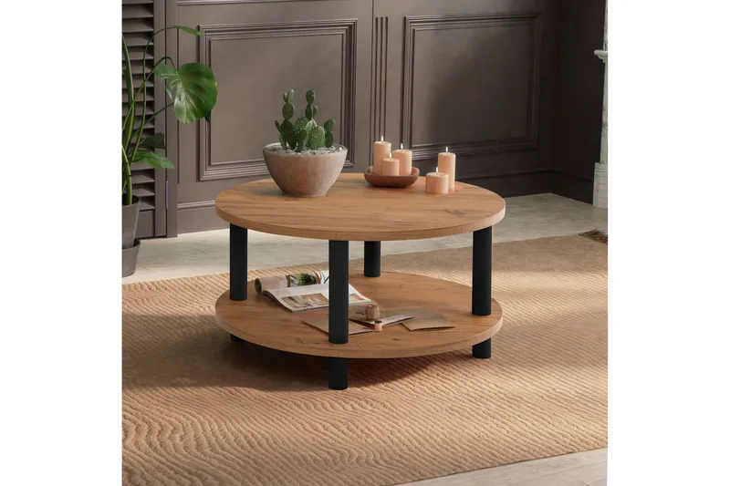 Sohvapöytä Jamal 70x43,7x70 cm Pyöreä - Ruskea/Musta - Huonekalut - Pöytä & ruokailuryhmä - Sohvapöytä