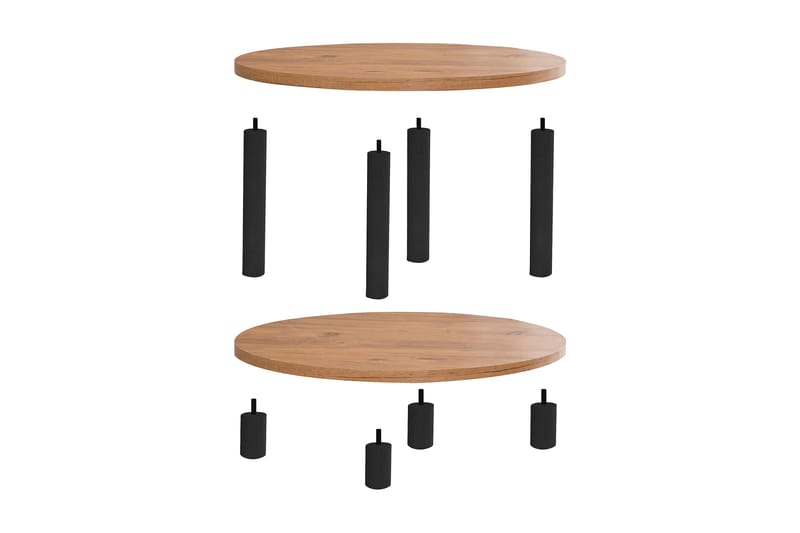 Sohvapöytä Jamal 70x43,7x70 cm Pyöreä - Ruskea/Musta - Huonekalut - Pöytä & ruokailuryhmä - Sohvapöytä