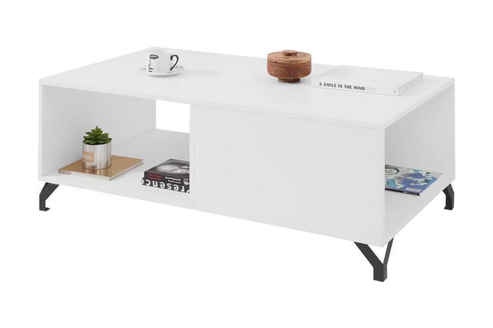 Sohvapöytä Jampra 120 cm - Valk/Valkoinen Korkeakiilto - Sohvapöytä
