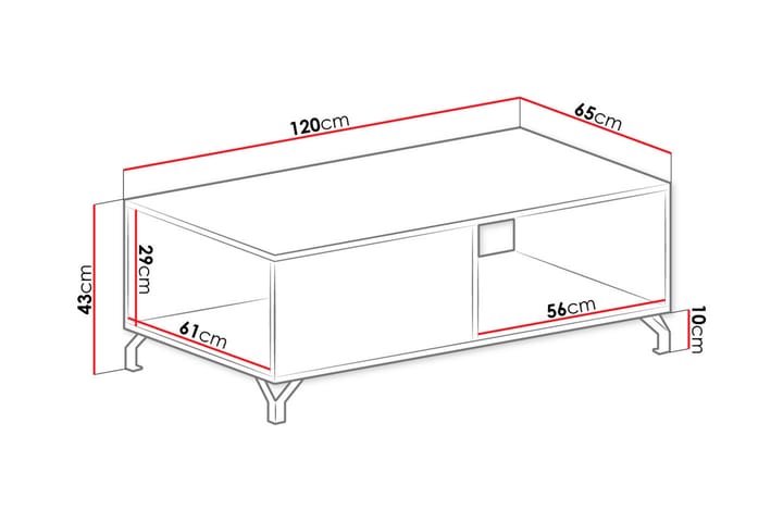 Sohvapöytä Jampra 120 cm - Valk/Valkoinen Korkeakiilto - Sohvapöytä