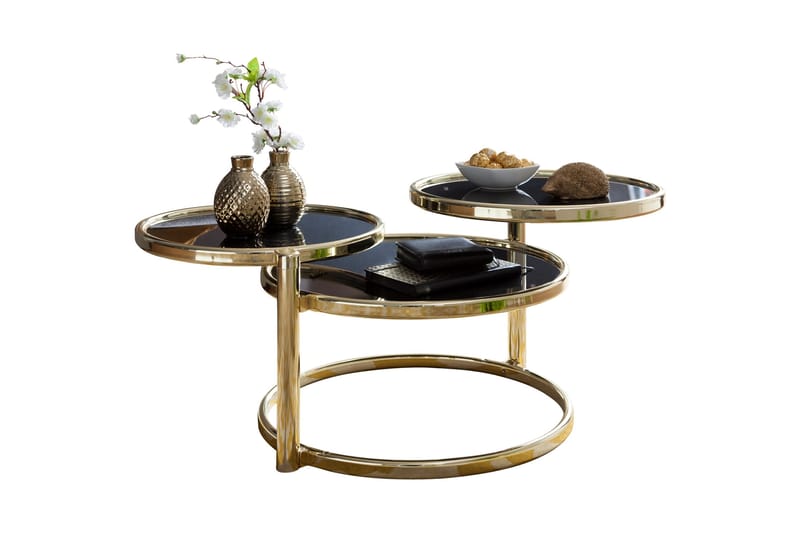 Sohvapöytä Jayelynn 58 cm Säilytyksellä Hyllyt Pyöreä - Musta/Kulta - Huonekalut - Pöytä & ruokailuryhmä - Sohvapöytä