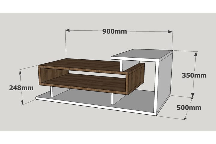 Sohvapöytä Joshua 90 cm - Valkoinen/Pähkinä - Sohvapöytä