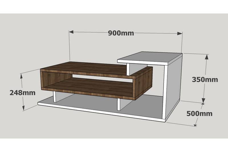 Sohvapöytä Joshua 90 cm - Valkoinen/Pähkinä - Huonekalut - Pöytä & ruokailuryhmä - Sohvapöytä