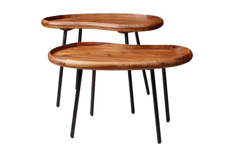 Sohvapöytä Kagley 79 cm Munuaisenmuotoinen, Massiivi Puu/Musta