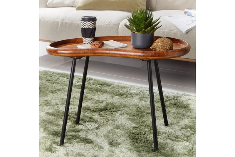 Sohvapöytä Kagley 79 cm Munuaisenmuotoinen - Massiivi Puu/Musta - Huonekalut - Pöytä & ruokailuryhmä - Sohvapöytä