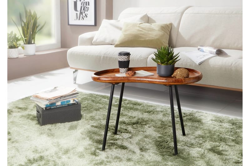 Sohvapöytä Kagley 79 cm Munuaisenmuotoinen - Massiivi Puu/Musta - Huonekalut - Pöytä & ruokailuryhmä - Sohvapöytä