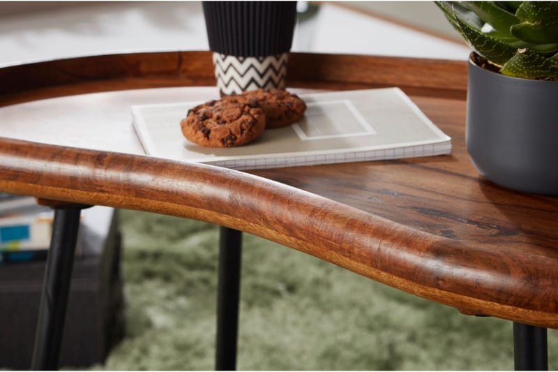 Sohvapöytä Kagley 79 cm Munuaisenmuotoinen - Massiivi Puu/Musta - Huonekalut - Pöytä & ruokailuryhmä - Sohvapöytä