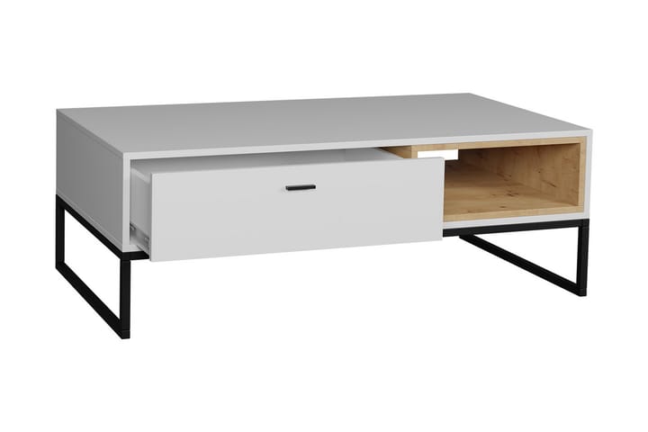 Sohvapöytä Kahambwe 120 cm Säilytyksellä Laatikko+Hylly - Luonnonväri/Musta - Sohvapöytä