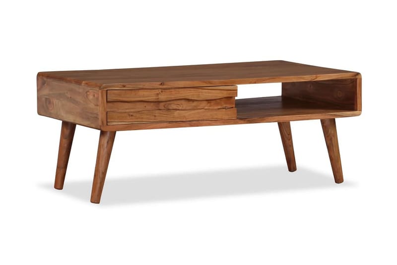 Sohvapöytä kaiverretulla vetolaatikolla puu 100x50x40 cm - Ruskea - Huonekalut - Pöytä & ruokailuryhmä - Sohvapöytä
