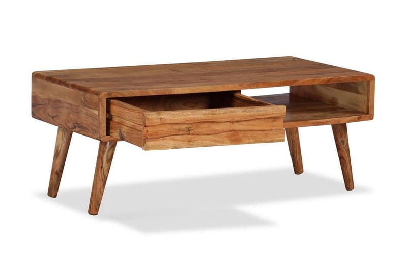 Sohvapöytä kaiverretulla vetolaatikolla puu 100x50x40 cm - Ruskea - Huonekalut - Pöytä & ruokailuryhmä - Sohvapöytä