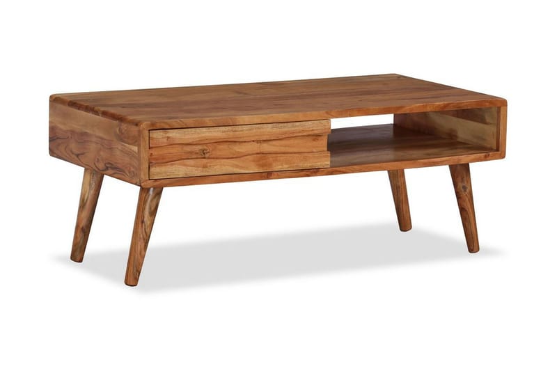 Sohvapöytä kaiverretulla vetolaatikolla puu 100x50x40 cm - Ruskea - Huonekalut - Pöytä & ruokailuryhmä - Sohvapöytä