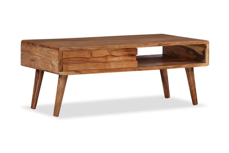 Sohvapöytä kaiverretulla vetolaatikolla puu 100x50x40 cm - Ruskea - Huonekalut - Pöytä & ruokailuryhmä - Sohvapöytä