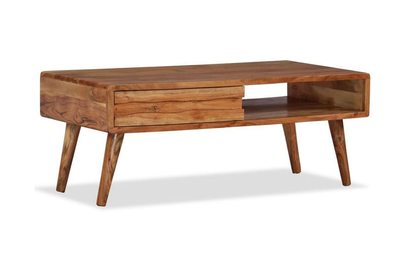 Sohvapöytä kaiverretulla vetolaatikolla puu 100x50x40 cm - Ruskea - Huonekalut - Pöytä & ruokailuryhmä - Sohvapöytä