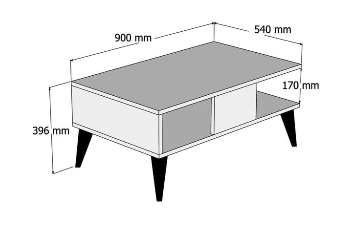 Sohvapöytä Kaltenhauser 90 cm Säilytys Hylly Marmorikuvio - Pähkinänruskea/Musta - Sohvapöytä