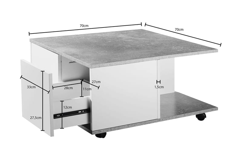Sohvapöytä Kanakares 70 cm - Valkoinen - Huonekalut - Pöytä & ruokailuryhmä - Sohvapöytä