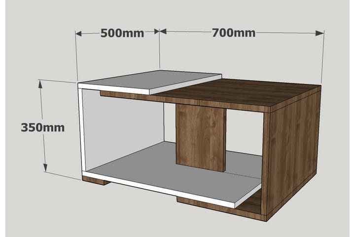 Sohvapöytä Karan 70 cm Säilytyksellä Hylly - Valkoinen/Pähkinänruskea - Sohvapöytä
