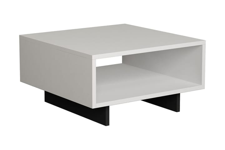 Sohvapöytä Kehysina 60 cm Säilytyksellä Hylly - Valkoinen/Tummanharmaa - Sohvapöytä