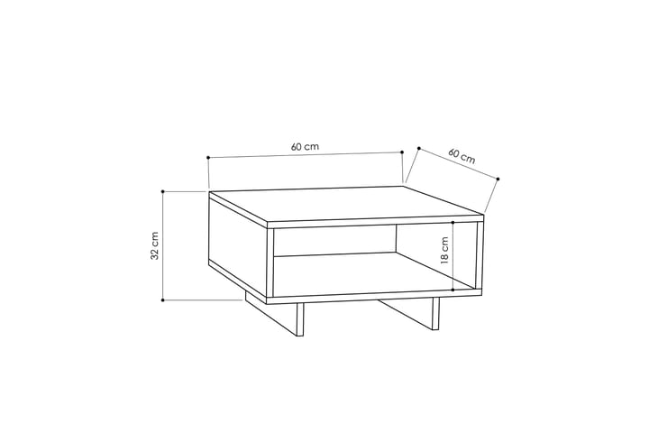 Sohvapöytä Kehysina 60 cm Säilytyksellä Hylly - Valkoinen/Tummanharmaa - Sohvapöytä
