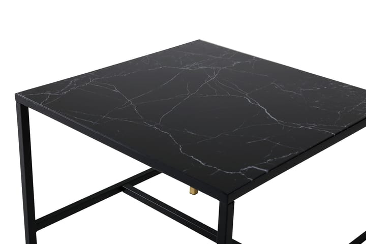 Sohvapöytä Kenton 60 cm Marmorikuvio - Lasi/Musta/Messinki - Marmoripöydät - Sohvapöytä