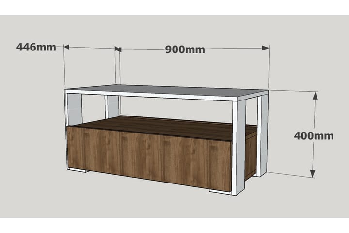 Sohvapöytä Kentone 90 cm - Valkoinen/Pähkinänruskea - Sohvapöytä