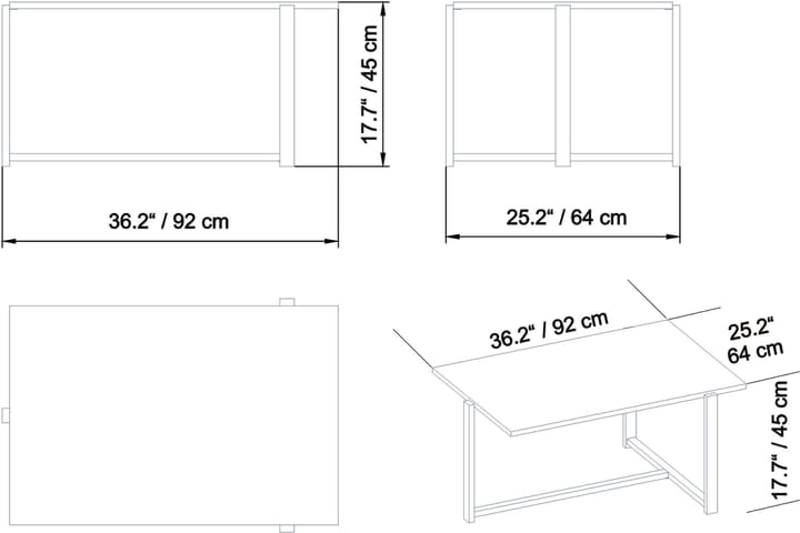 Sohvapöytä Kesnacken 92 cm - Ruskea - Sohvapöytä