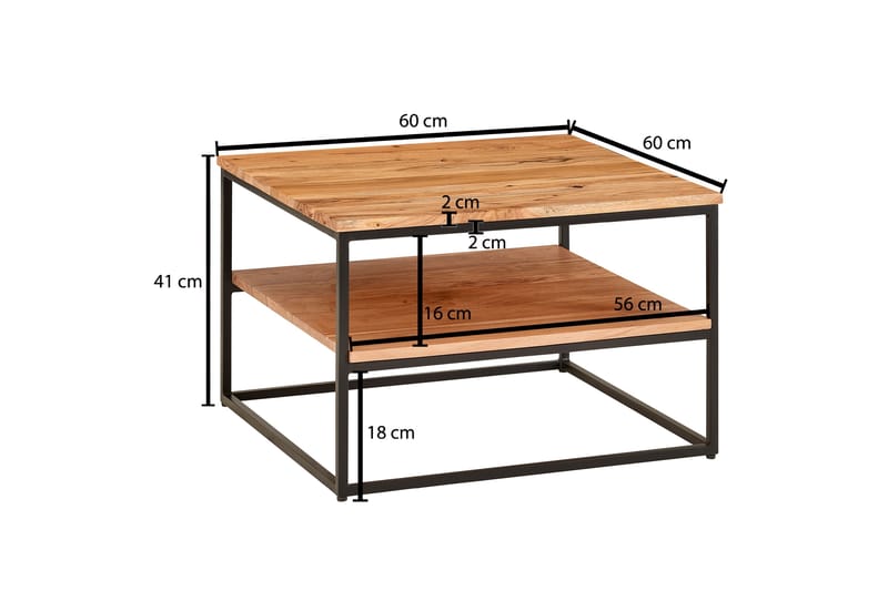 Sohvapöytä Khalir 60 cm Nelikulmainen - Luonnonväri - Huonekalut - Pöytä & ruokailuryhmä - Sohvapöytä