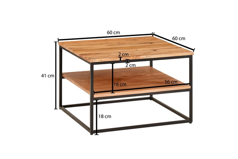 Sohvapöytä Khalir 60 cm Nelikulmainen - Luonnonväri - Sohvapöytä