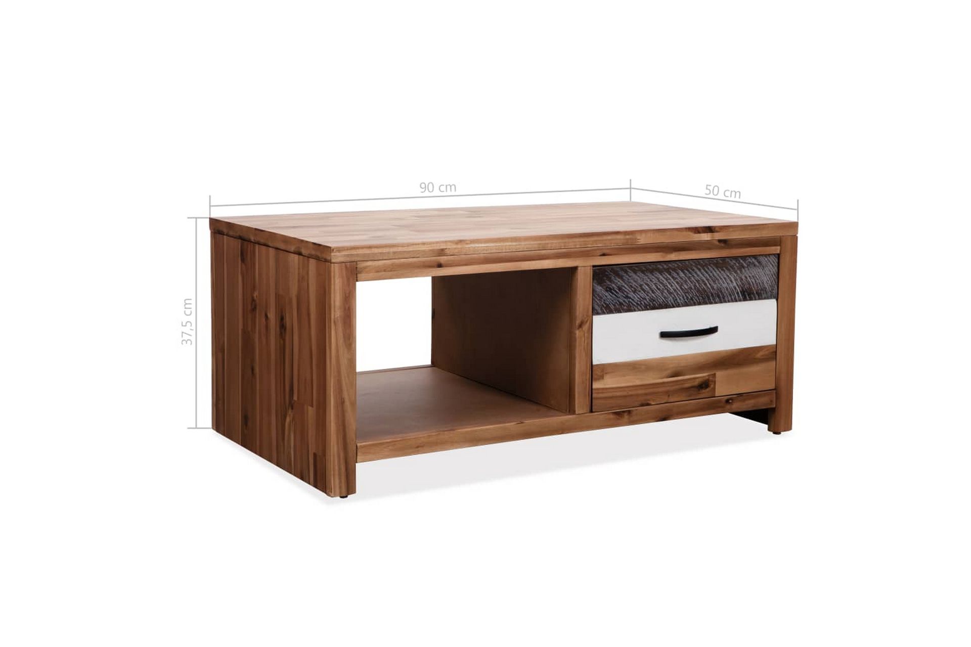 Sohvapöytä kiinteä akaasiapuu 90x50x37,5 cm - Ruskea - Huonekalut - Pöytä & ruokailuryhmä - Sohvapöytä