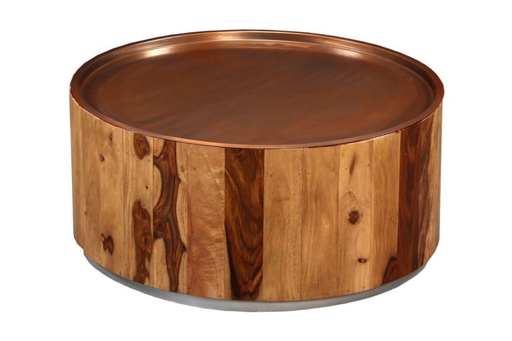 Sohvapöytä kiinteä seesampuu ja teräs 68 cm - Ruskea - Sohvapöytä
