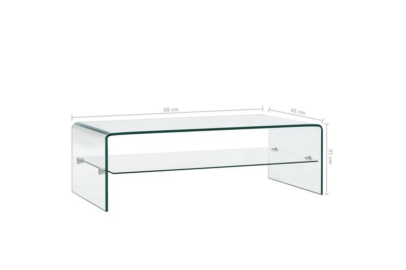 Sohvapöytä kirkas 98x45x31 cm karkaistu lasi - Läpinäkyvä - Huonekalut - Pöytä & ruokailuryhmä - Sohvapöytä