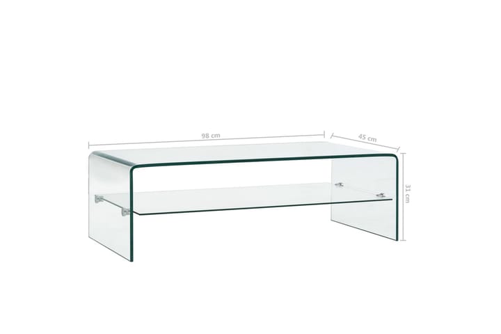 Sohvapöytä kirkas 98x45x31 cm karkaistu lasi - Läpinäkyvä - Sohvapöytä