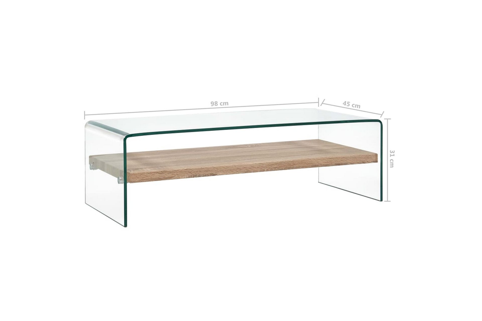 Sohvapöytä kirkas 98x45x31 cm karkaistu lasi - Läpinäkyvä - Huonekalut - Pöytä & ruokailuryhmä - Sohvapöytä