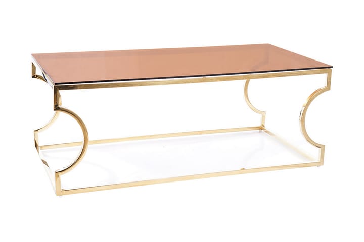 Sohvapöytä Kitsuki 120 cm - Lasi/Amber/Kulta - Sohvapöytä