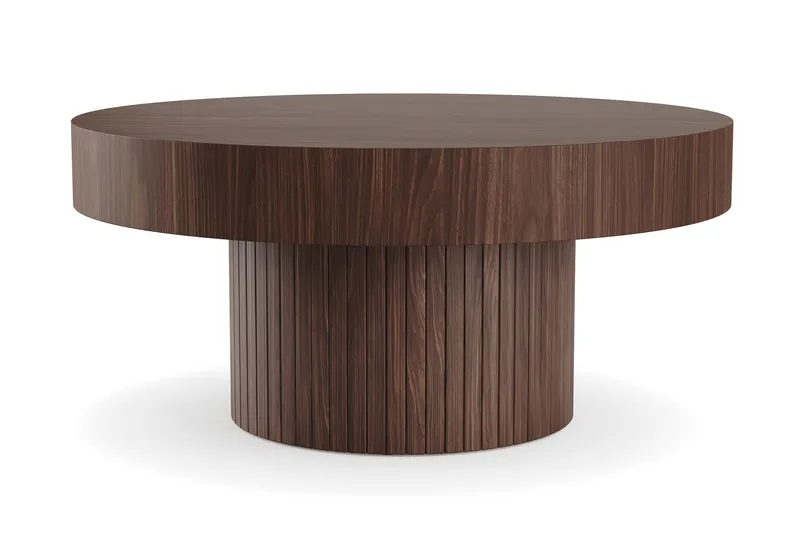 Sohvapöytä Kopparbo 75 cm Pyöreä, Tummanruskea pähkinäpuu