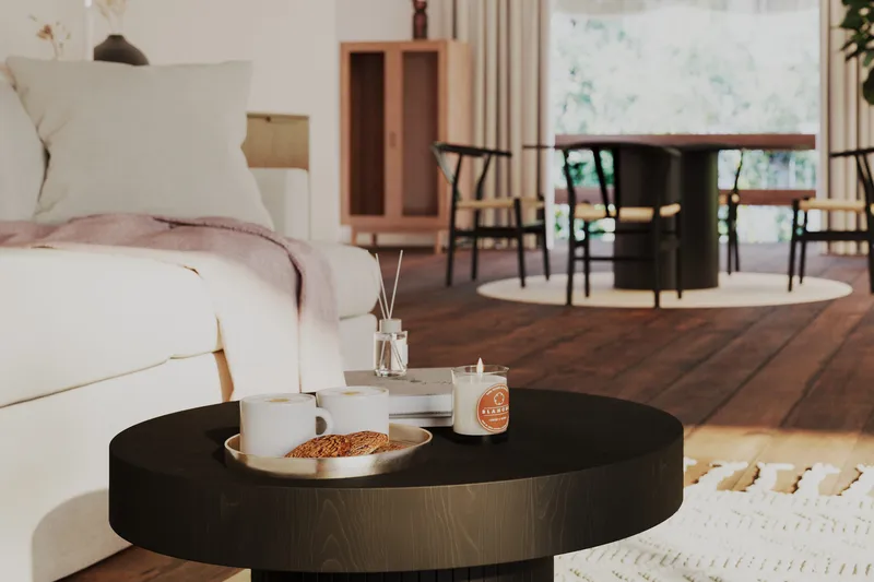 Sohvapöytä Kopparbo 75 cm Pyöreä - Musta Puu - Huonekalut - Pöytä & ruokailuryhmä - Sohvapöytä