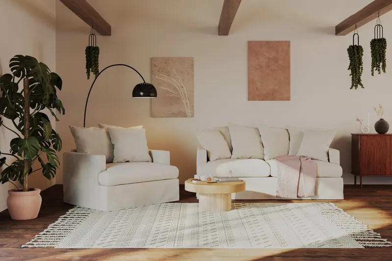 Sohvapöytä Kopparbo 75 cm Pyöreä - Vaalea valkolakattu tammi - Huonekalut - Pöytä & ruokailuryhmä - Sohvapöytä