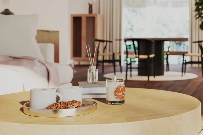 Sohvapöytä Kopparbo 90 cm Pyöreä - Vaalea valkolakattu tammi - Huonekalut - Pöytä & ruokailuryhmä - Sohvapöytä