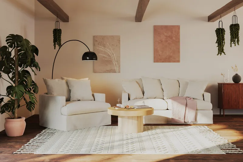 Sohvapöytä Kopparbo 90 cm Pyöreä - Vaalea valkolakattu tammi - Huonekalut - Pöytä & ruokailuryhmä - Sohvapöytä