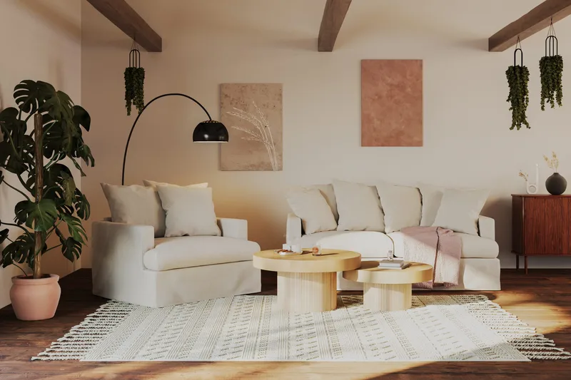 Sohvapöytä Kopparbo 90 cm Pyöreä - Vaalea valkolakattu tammi - Huonekalut - Pöytä & ruokailuryhmä - Sohvapöytä