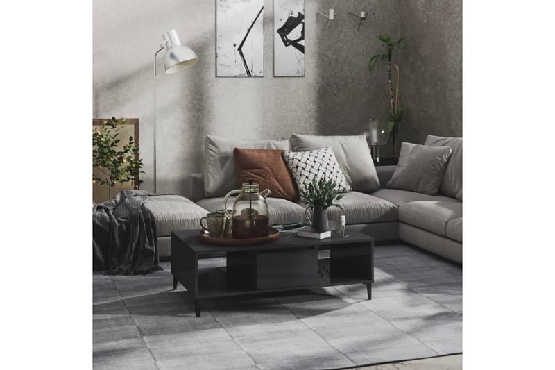 Sohvapöytä korkeakiilto harmaa 103,5x60x35 cm lastulevy - Harmaa - Huonekalut - Pöytä & ruokailuryhmä - Sohvapöytä