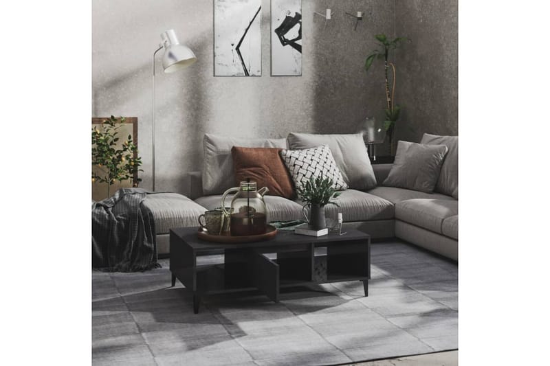 Sohvapöytä korkeakiilto harmaa 103,5x60x35 cm lastulevy - Harmaa - Huonekalut - Pöytä & ruokailuryhmä - Sohvapöytä
