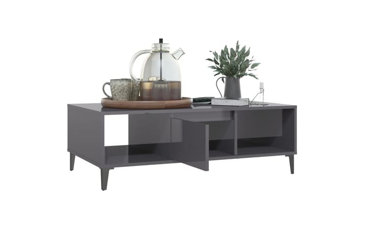 Sohvapöytä korkeakiilto harmaa 103,5x60x35 cm lastulevy - Harmaa - Sohvapöytä